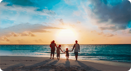 family on the beach